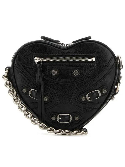 Luxury Balenciaga Trending 2025 Le Cagole Heart Cross Mini Bag Black