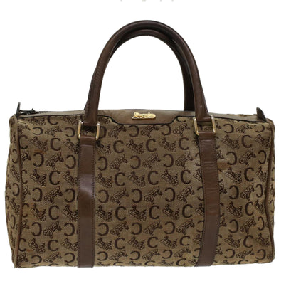 Luxury CELINE C Macadam Canvas Hand Bag Canvas Leather Brown Beige  49314