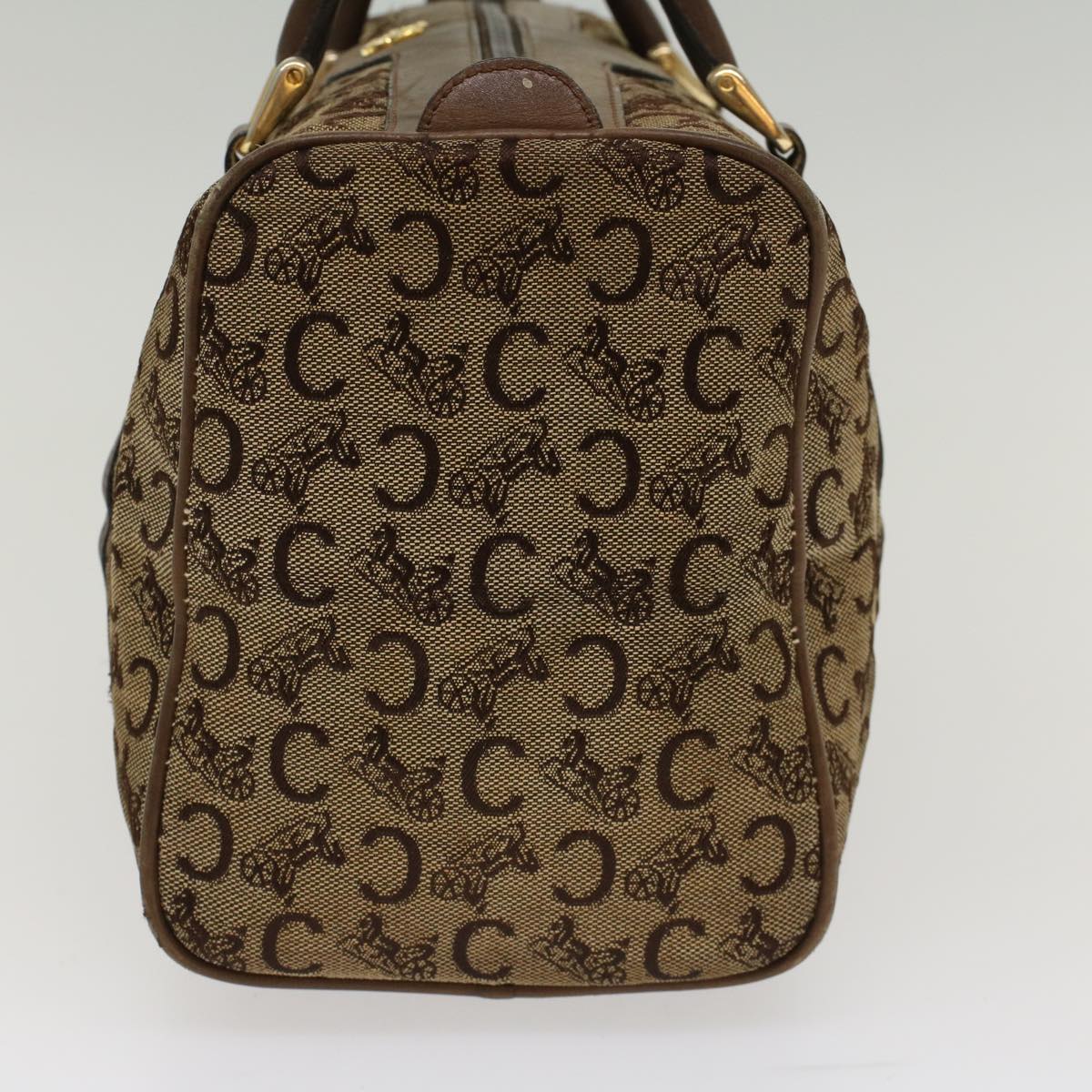 Luxury CELINE C Macadam Canvas Hand Bag Canvas Leather Brown Beige  49314