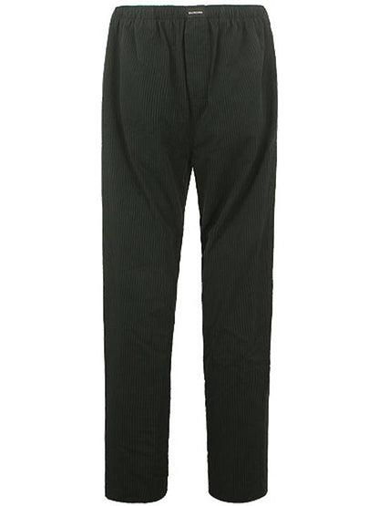 Luxury Balenciaga Trending 2025 Striped Cotton Straight Pants Cypress Green