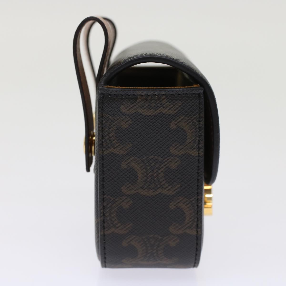 Luxury CELINE Mini Triomphe Belt Bag Pouch Triomphe Black  49435A