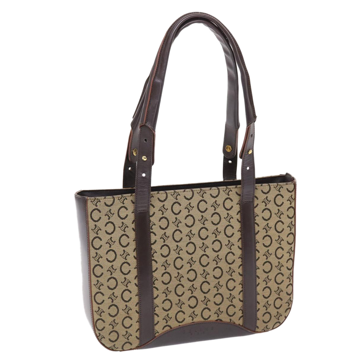 Luxury CELINE C Macadam Canvas Shoulder Bag Beige  49447