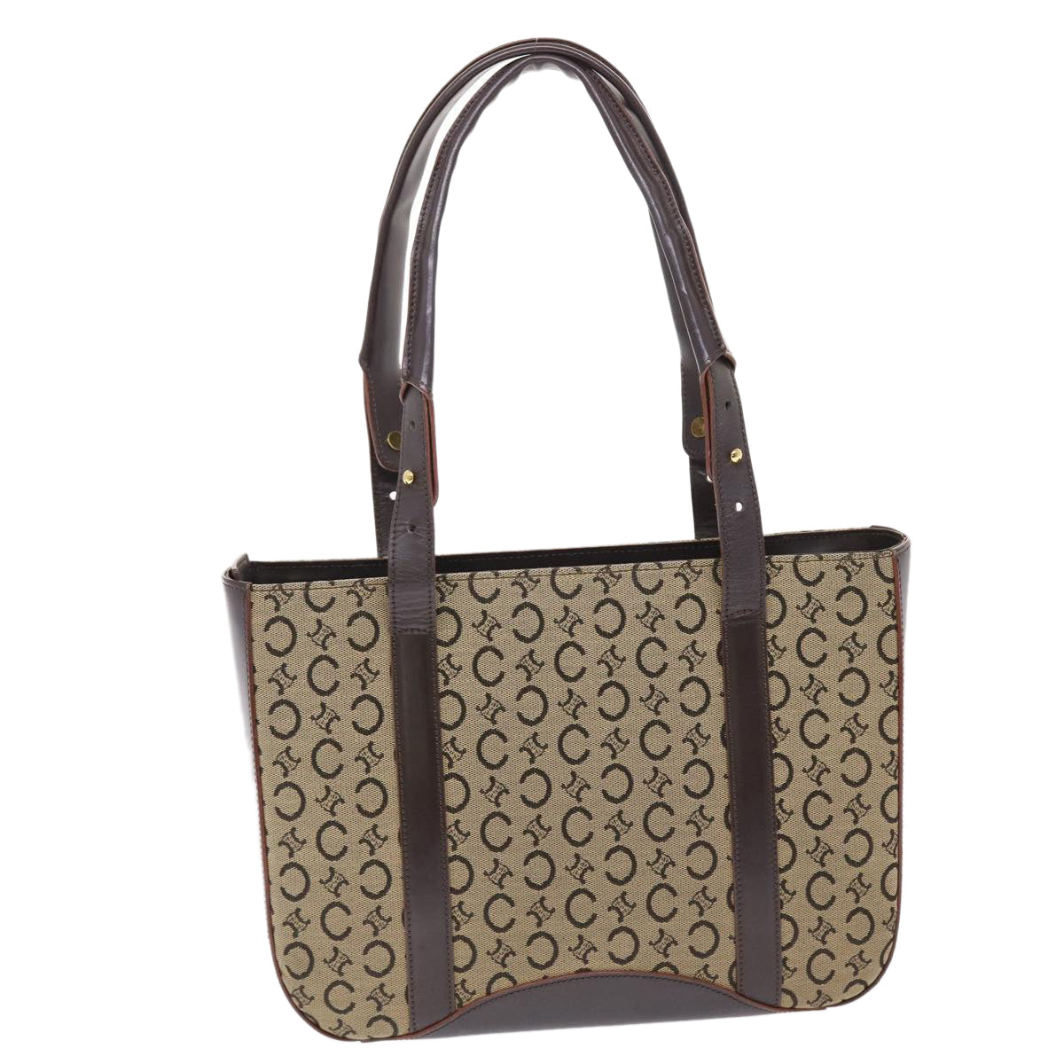 Luxury CELINE C Macadam Canvas Shoulder Bag Beige  49447