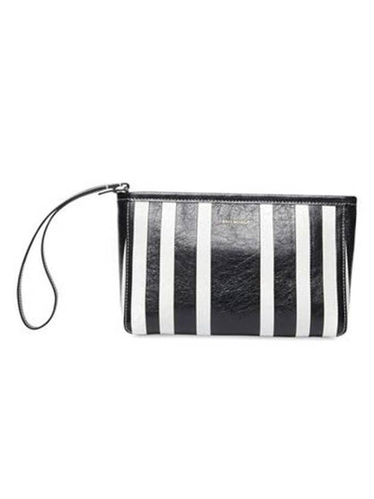 Luxury Balenciaga Trending 2025 Barbes Striped Zipper Clutch Bag Black