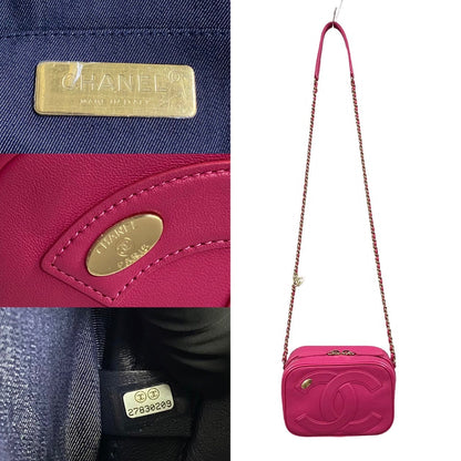 CHANEL Shoulder Bag leather pink COCO Mark Women