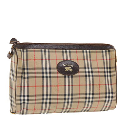 Luxury BurberrySs Nova Check Clutch Bag Canvas Leather Beige Brown Auth 49771