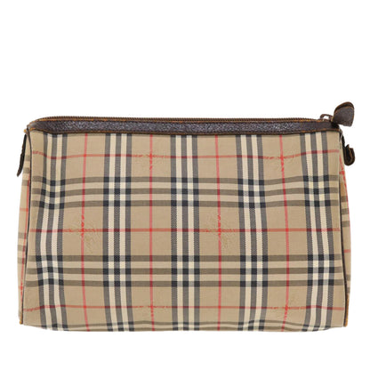 Luxury BurberrySs Nova Check Clutch Bag Canvas Leather Beige Brown Auth 49771