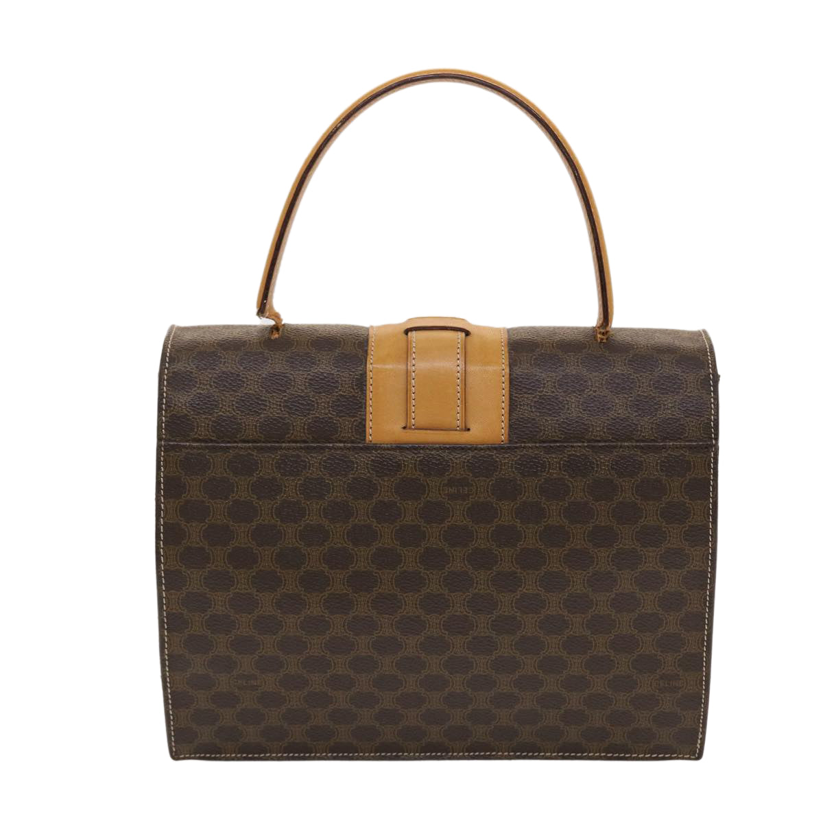 Luxury CELINE Macadam Canvas Hand Bag PVC Leather Brown  49820