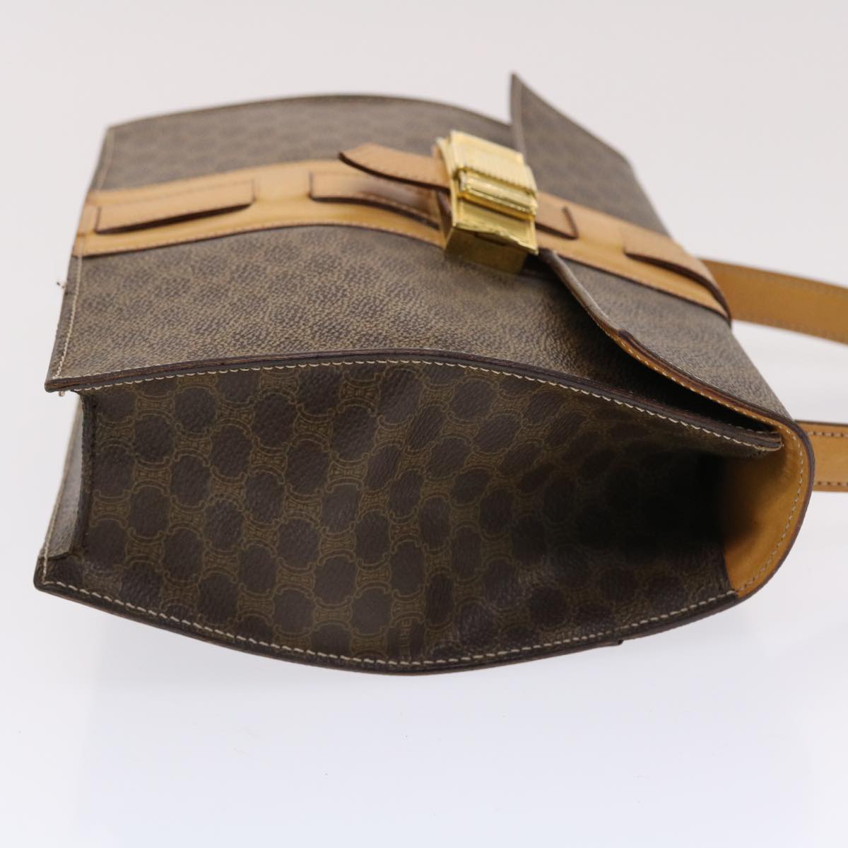 Luxury CELINE Macadam Canvas Hand Bag PVC Leather Brown  49820
