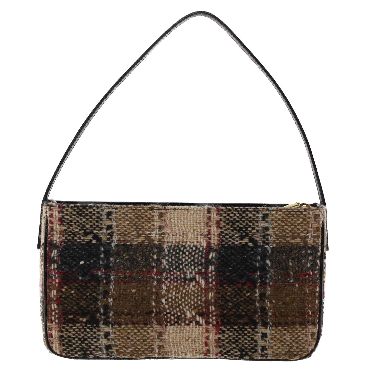 Luxury Burberry Nova Check Hand Bag Wool Beige Auth 49934