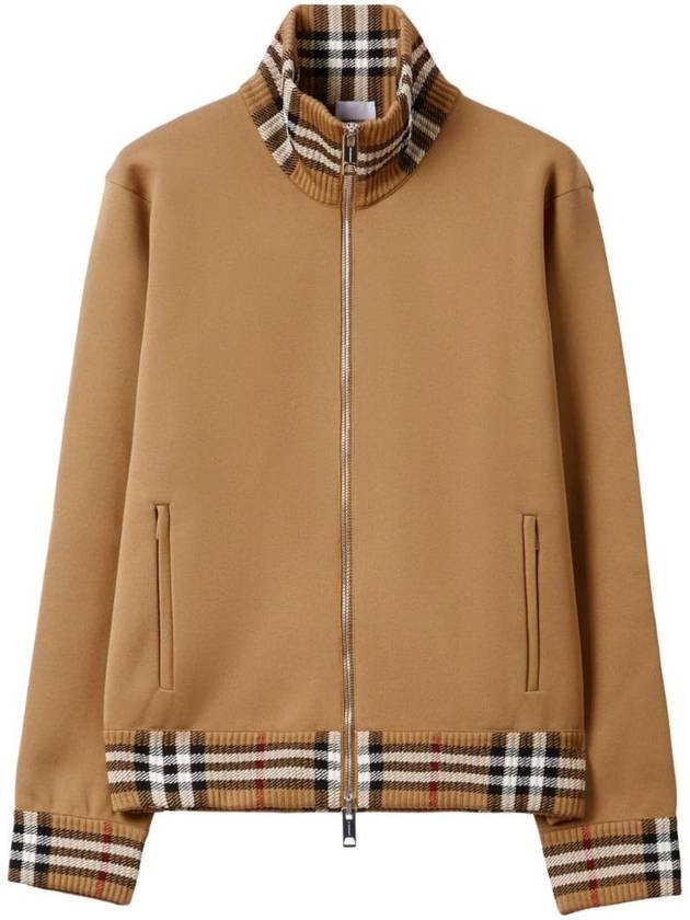 Luxury Burberry Men's Check Trim Track Jacket Camel