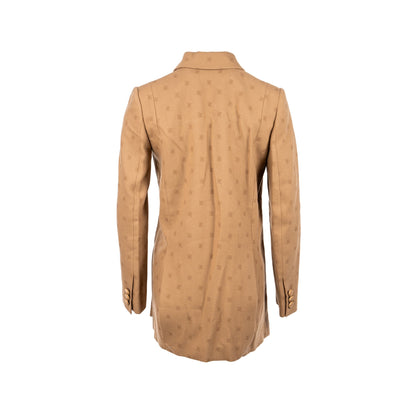 Fendi size 36 karligraphy motif double-breasted blazer laine wool brown