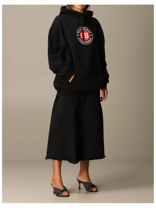 Luxury Balenciaga Trending 2025 BB Logo Round Print Hoodie Black