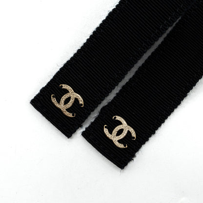 Chanel Grosgrain CC Bow Chain Belt Black LGHW