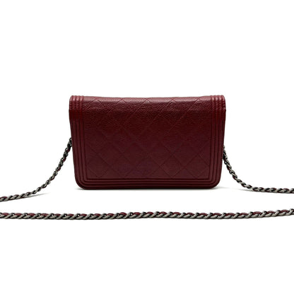 Chanel Wallet on Chain Boy Half Flap Red Caviar Leather