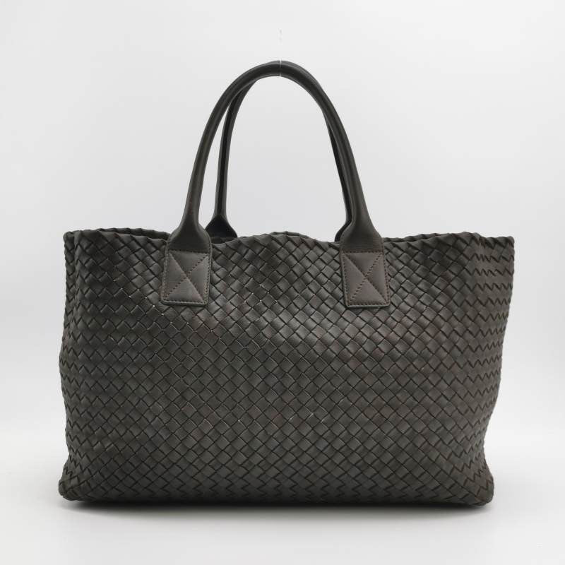 Bottega Veneta Cabat Large Intreccio Leather Tote Bag Dark Chocolate Brown with Pouch