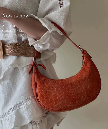 Celine Ava Hobo Orange Suede Leather Vintage Shoulder Bag