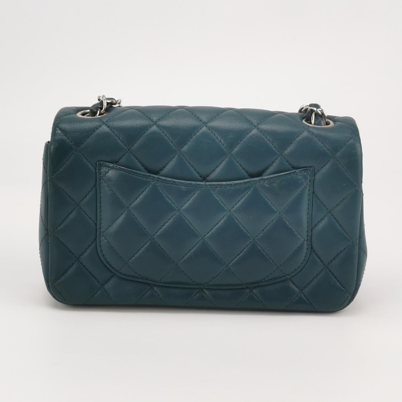 Chanel Classic Flap Rectangular Mini Teal Green Lambskin,2020