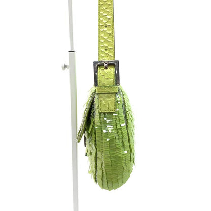 Fendi Baguette Green Sequins Shoulder Bag