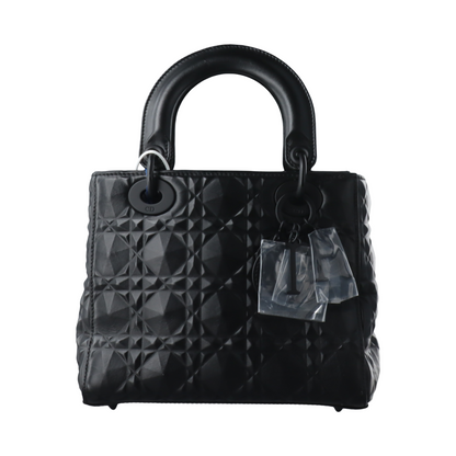 Lady Dior Small My Abcdior So Black Diamond Motif Caflskin Leather