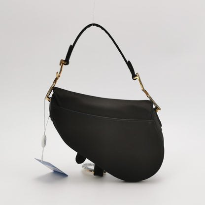Dior Saddle Mini Silk Satin Handbag Black with crystals