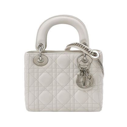 Lady Dior Mini White Lambskin Leather Silver HW Chain Strap 2018