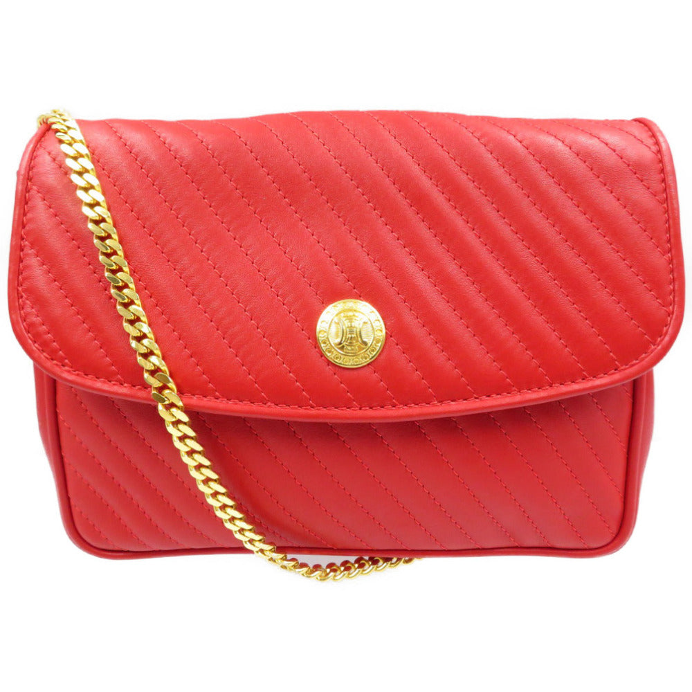 CELINE Shoulder Bag leather Red vintage Women