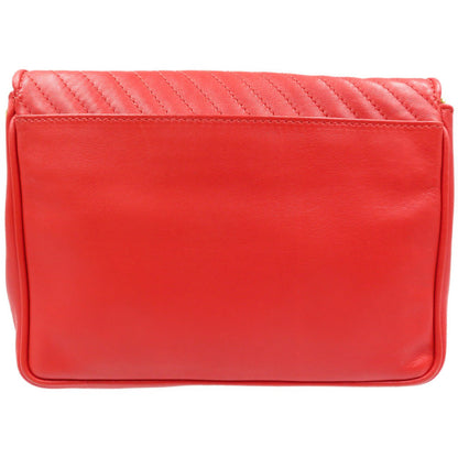 CELINE Shoulder Bag leather Red vintage Women