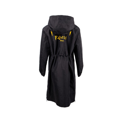 Fendi Size 46 Diabolic Eyes Coat Polyester Black