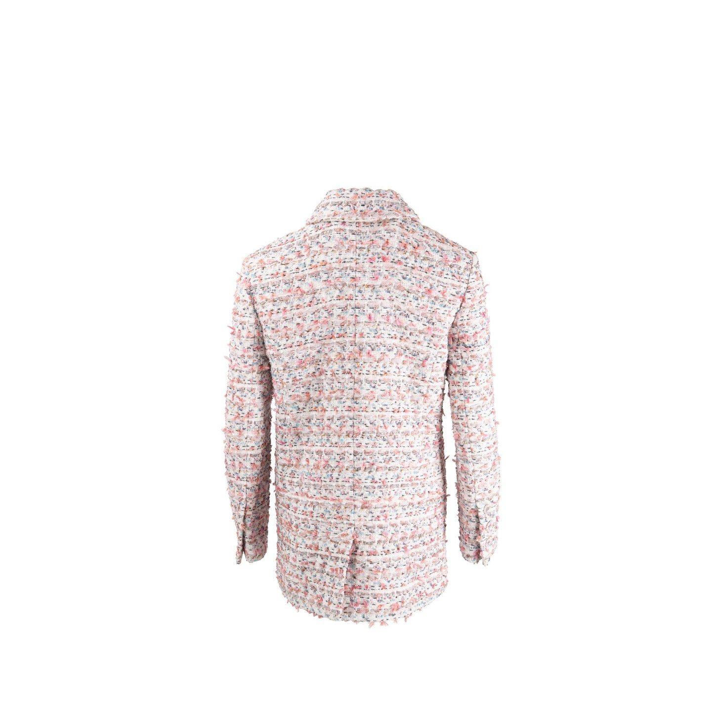 Chanel Size 38 23C Tweed Jacket Ecru/Pink/Blue/Green