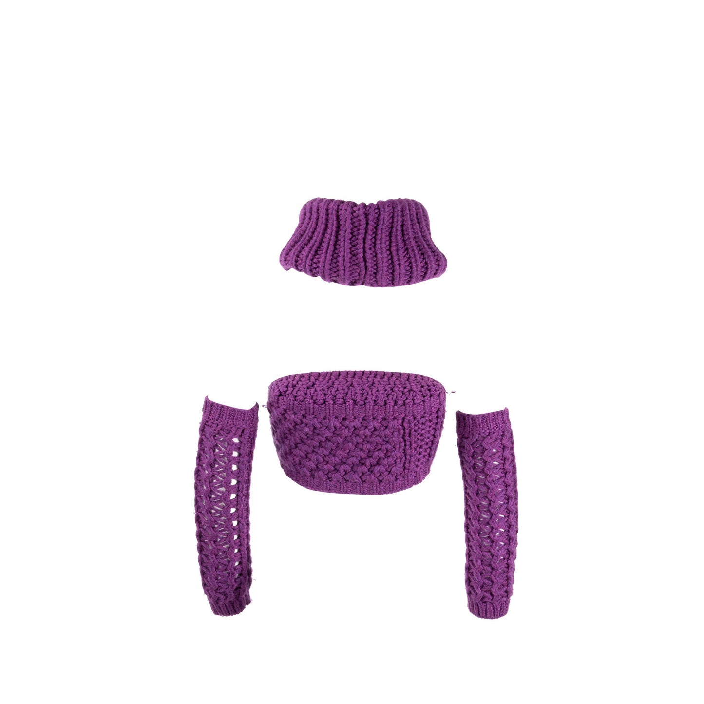 Chanel Size 36 CC Button Knit Jacket ize XS Ensemble Wool/Polyamide Purple (Sell in Set)
