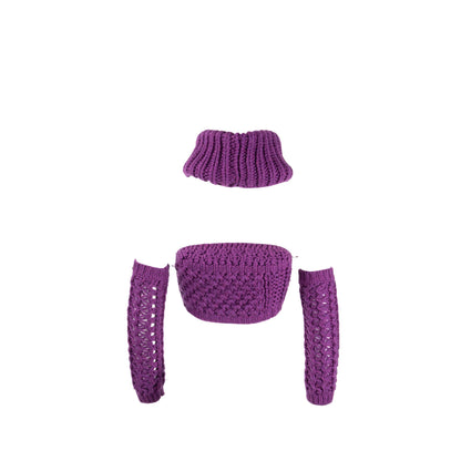 Chanel Size 36 CC Button Knit Jacket ize XS Ensemble Wool/Polyamide Purple (Sell in Set)