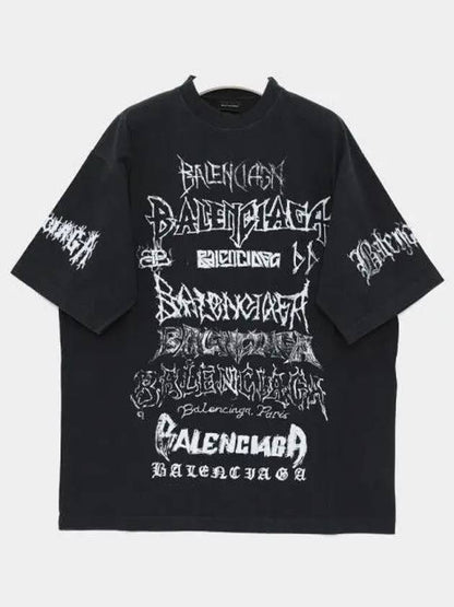Luxury Balenciaga Trending 2025 DIY Metal Cotton Short Sleeve T-Shirt Black