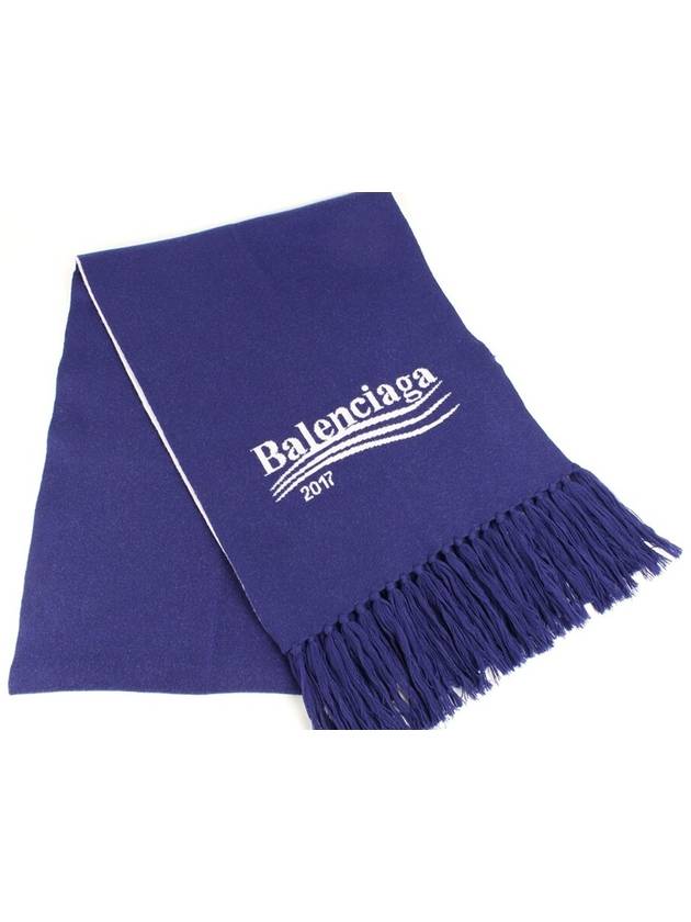 Luxury Balenciaga Trending 2025 Wave logo wool muffler blue