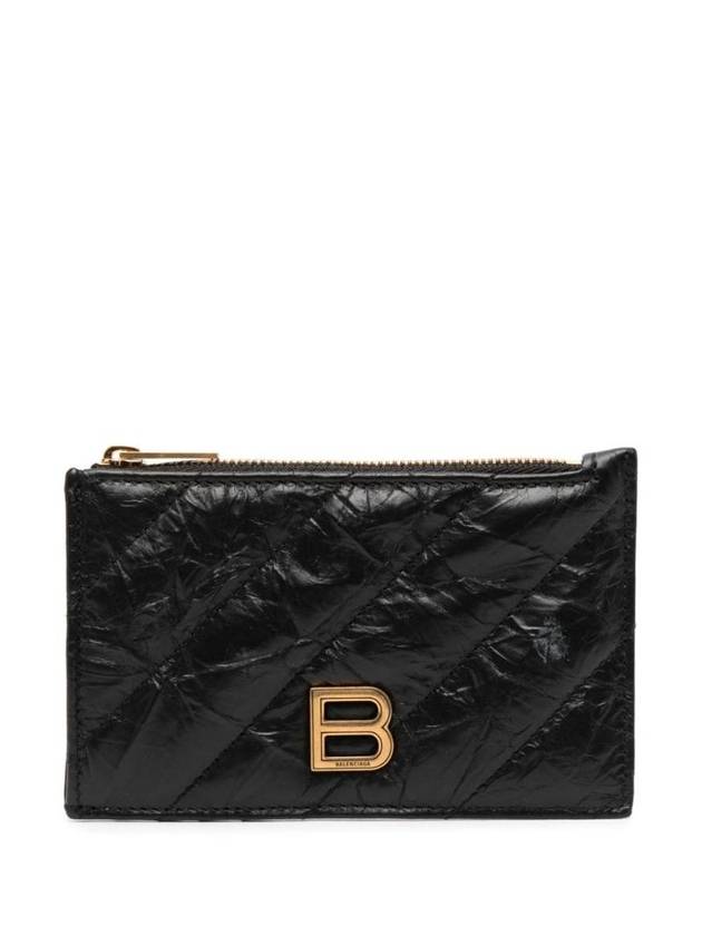 Luxury Balenciaga Trending 2025 Crush Quilted Leather Long Coin Card Wallet Black