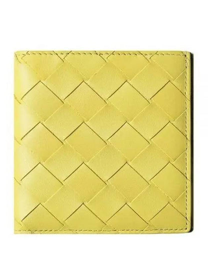 Luxury Bottega Veneta Intrecciato Bifold Leather Half Wallet Yellow