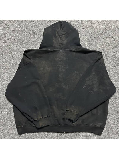 Luxury Balenciaga Trending 2025 Mud Distressed Hooded Zip Up 100