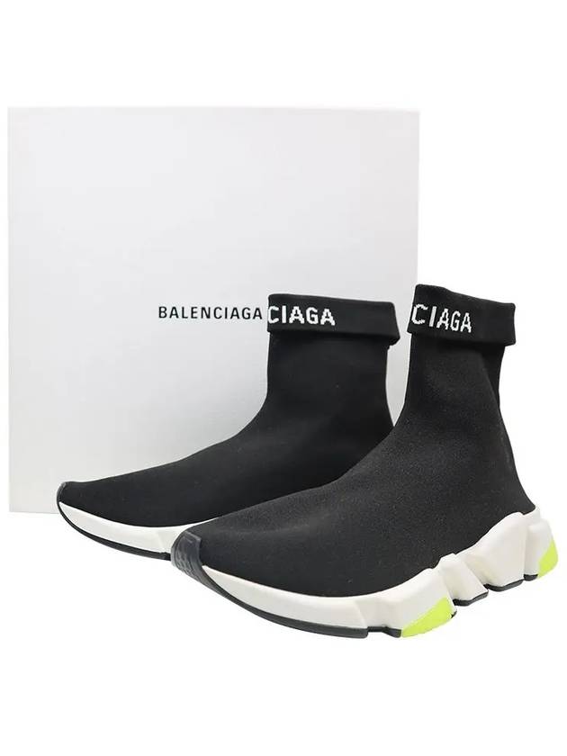 Luxury Balenciaga Trending 2025 Speed Cuffed Logo High Top Sneakers Neon Yellow Black