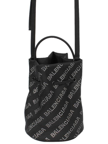 Luxury Balenciaga Trending 2025 Crystal Logo Allover Mini Cross Bag Black