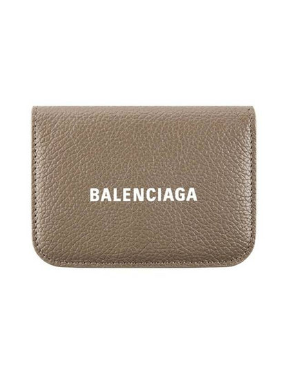Luxury Balenciaga Trending 2025 Logo Tripold Leather Half-Wallet Brown