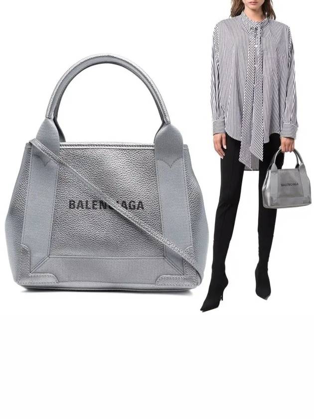 Luxury Balenciaga Trending 2025 Navy Cabas XS Leather Tote Bag Grey