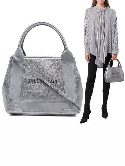Luxury Balenciaga Trending 2025 Navy Cabas XS Leather Tote Bag Grey