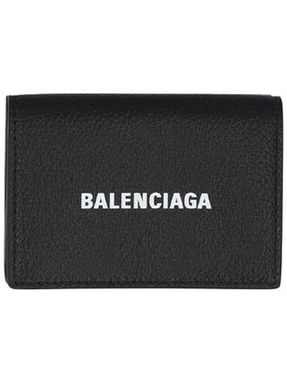 Luxury Balenciaga Trending 2025 Logo Print Tri-Fold Half Wallet Black