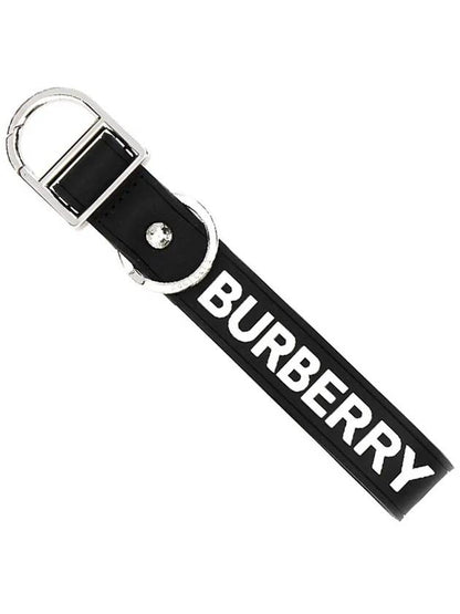 Luxury Burberry Logo Detail Silicone Keyring Black