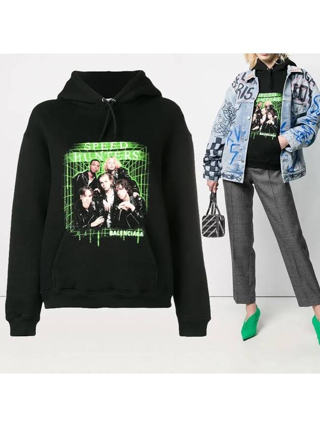 Luxury Balenciaga Trending 2025 Speed Hunter Print Hoodie Black