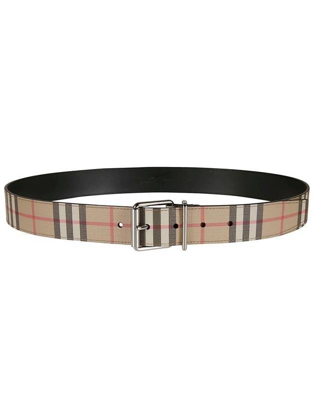 Luxury Burberry Men's Check Leather Belt Beige