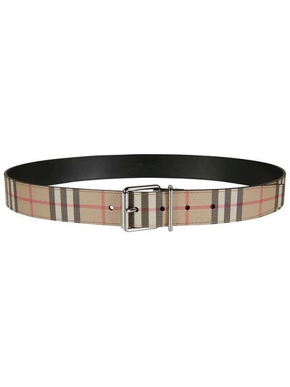 Luxury Burberry Men's Check Leather Belt Beige