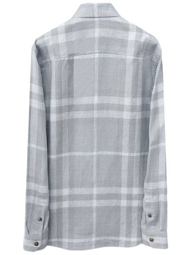 Luxury Burberry Check Long Sleeve Shirt Grey