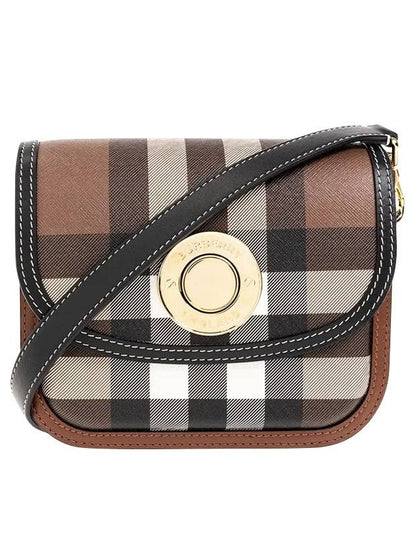 Luxury Burberry Elizabeth Check Leather Small Shoulder Bag Brown