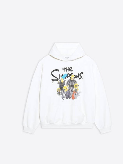 Luxury Balenciaga Trending 2025 The Simpsons Printed Hoodie White